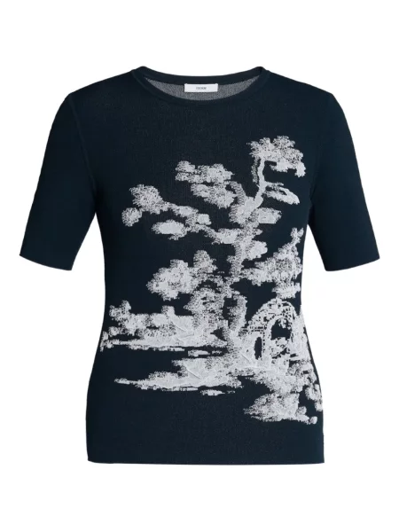 Top Erdem din jacard scurt albastru