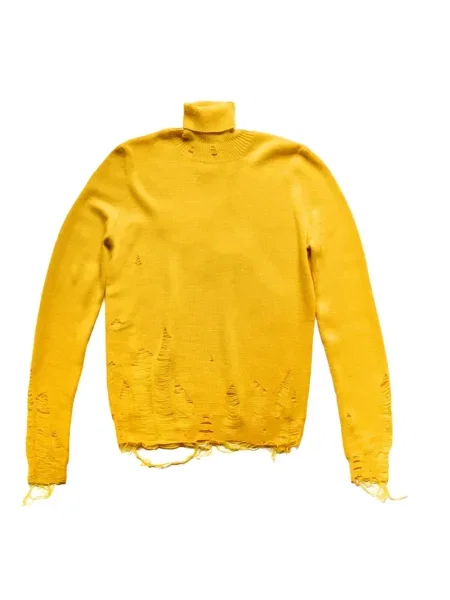 Sweter Mm6 Maison Margiela z przetarciami żółty