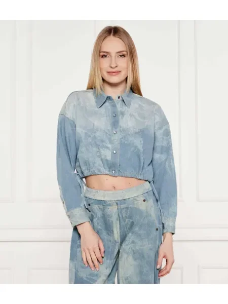 One Teaspoon De blugi cămașă BUBBLE | Cropped Fit albastru