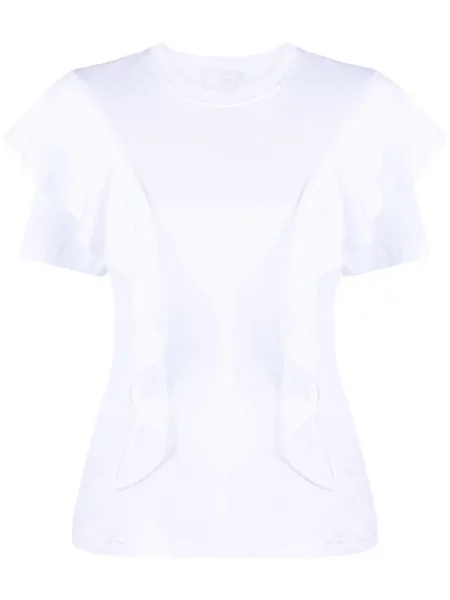 Tricou Chloé cu volane alb