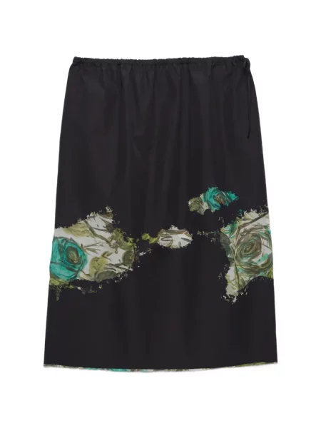 Fustă midi Prada din poplin negru