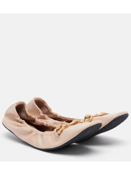 Balerini Gucci din piele roz