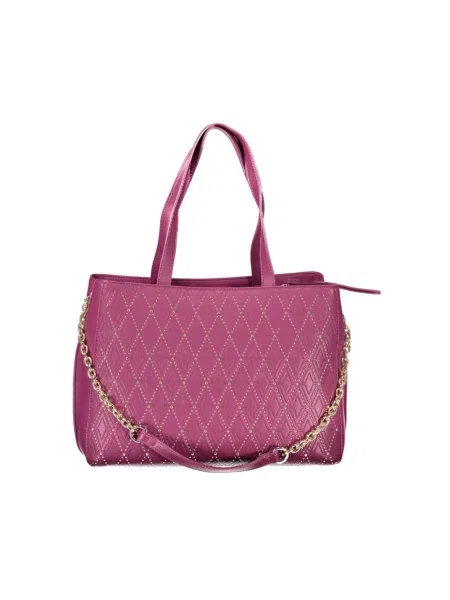 Lniana shopperka Valentino By Mario Valentino fioletowa