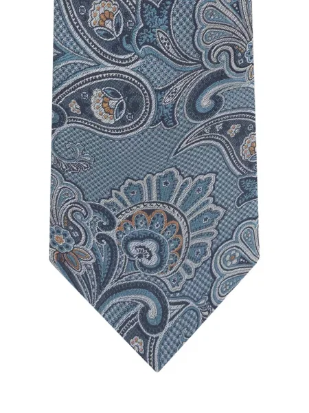 Cravată Etro cu model floral cu imagine din jacard albastru