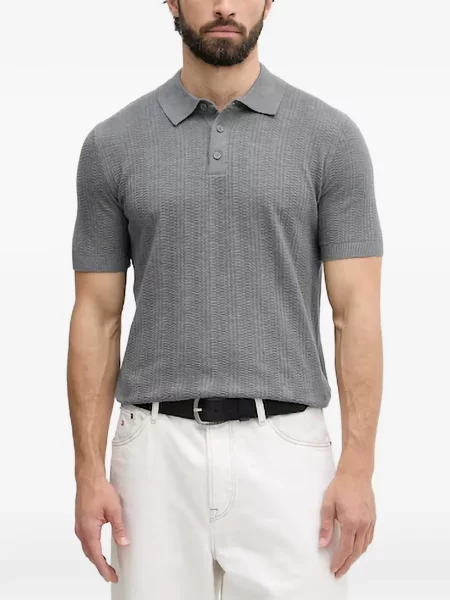 Tricou polo Benetton tricotate gri