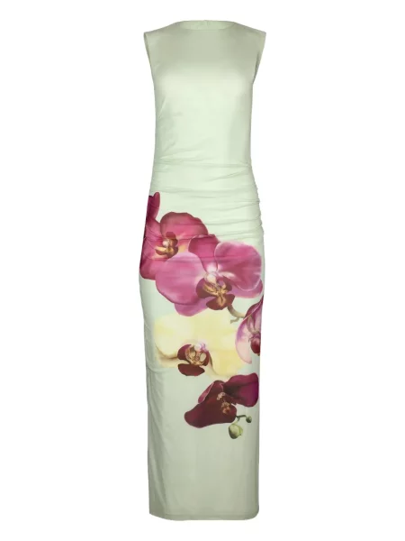 Rochie midi Aston Studio cu model floral până la genunchi de costum verde