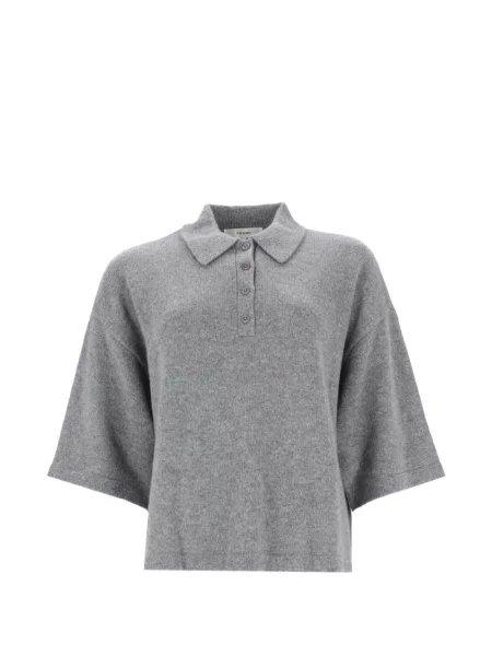 Tricou polo Frame tricotate gri
