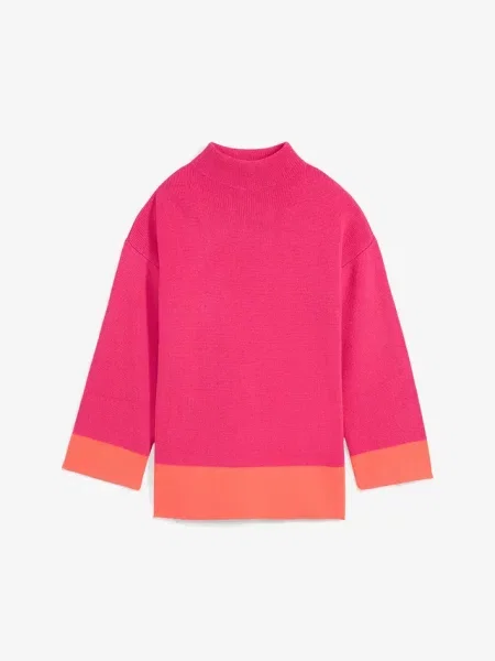 Sweter oversize ze stójką różowy