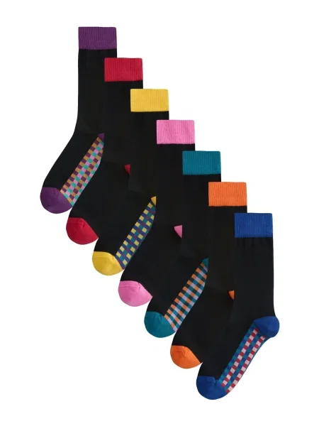 Next Nogavice temno modra / temno rumena / temno oranžna črna