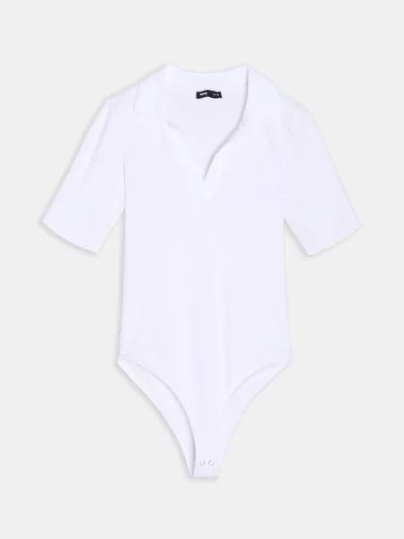 Боді з комірцем білий
