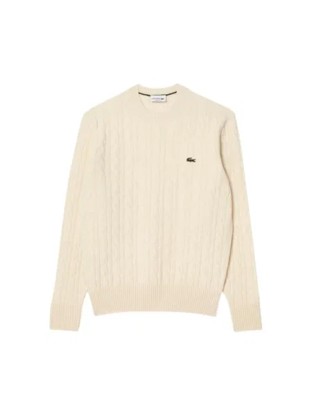 Sweter Lacoste wełniany elegancki biały