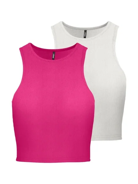 ONLY Top ONLBELIA roz zmeură alb