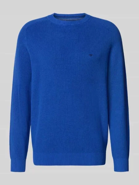 Sweter dzianinowy z czystej bawełny o kroju regular fit Fynch-hatton niebieski