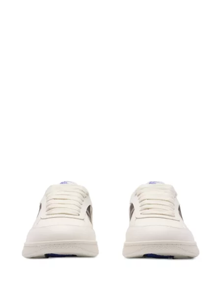 Bőr kockás sneaker Burberry fehér