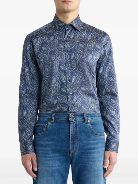 Cămașă Etro cu model paisley albastru