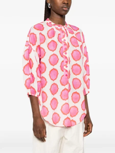Kołnierzykowy bluzka Nimo With Love z nadrukiem różowa