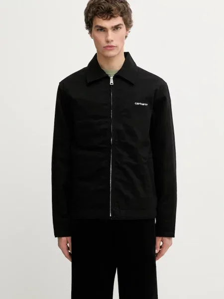 Carhartt WIP geacă jeans Module Script Jacket de tranziție oversize negru