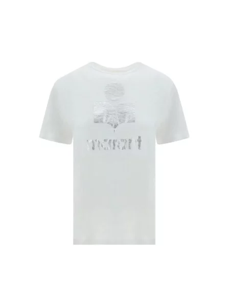 Koszulka Isabel Marant Etoile w jednolitym kolorze z krótkim rękawem casual biała