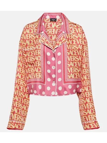 Cămașă Versace de mătase roz