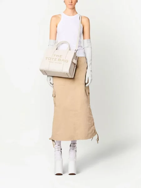 Torebka skórzana Marc Jacobs beżowa
