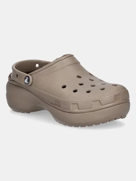 Шльопанці Crocs Classic Platform Lined Clog на платформі коричневий