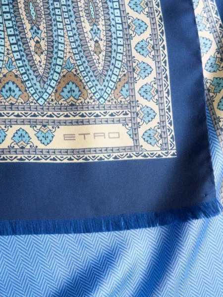 Fular Etro cu model paisley albastru
