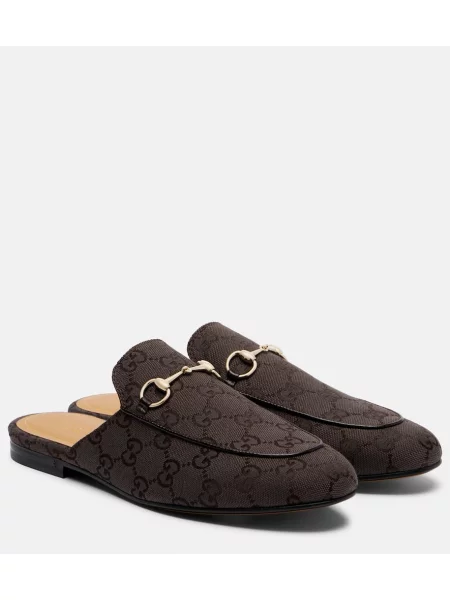 Plátené mules Gucci hnedá