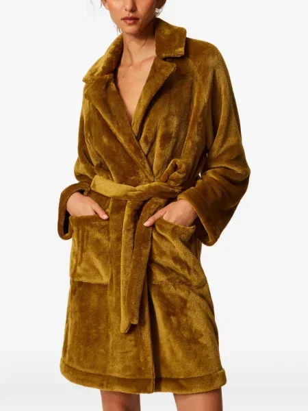 Cu centură rochie Twinset cu blană galben