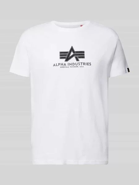 T-shirt z bawełny model BASIC' Alpha Industries biała