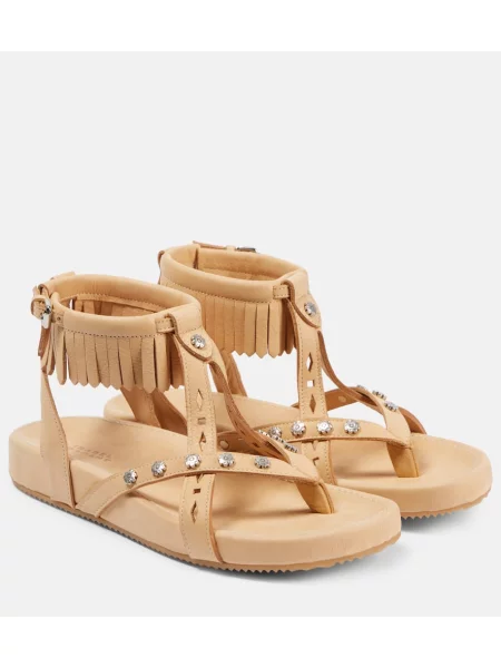 Sandale Isabel Marant din piele cu tepi bej