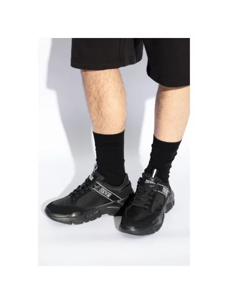 Sneakersy Versace Jeans Couture skórzane z logo czarne