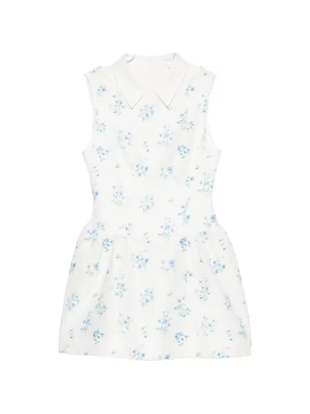 Rochie mini Shushu/tong cu model floral cu imagine alb