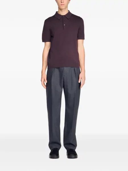 Tricou polo Sandro de mătase maro