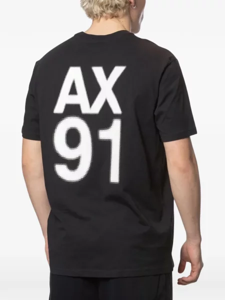 Raštuotas marškinėliai Armani Exchange juoda