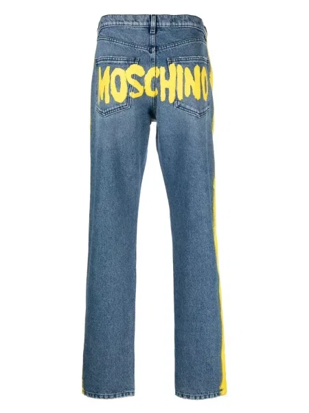 Raštuotos džinsai Moschino mėlyna