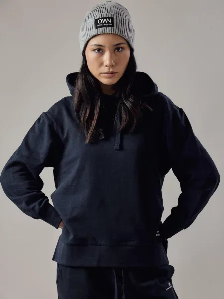 OWN Off With Nature Sweater majica Felpa Felpata con Cappuccio e Spacchi Laterali tamno plava