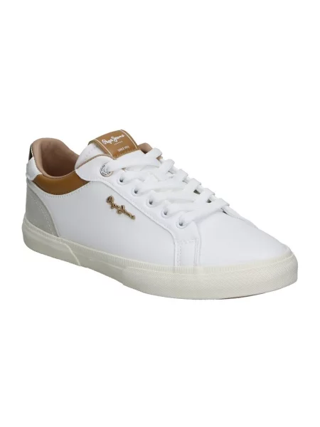 Boty Pepe Jeans Kenton Court golden ochre brown bílé