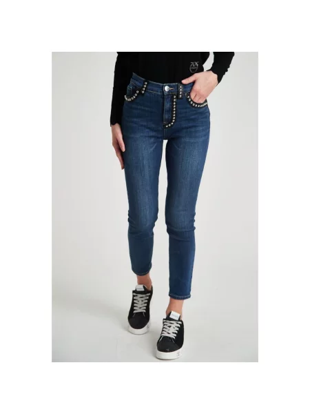 Skinny jeansy skinny Pinko niebieskie
