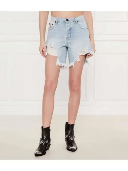 One Teaspoon De blugi pantaloni scurți Frankies | Boyfriend fit | low waist albastru