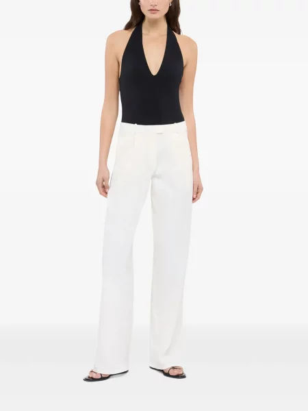 Pantaloni Another Tomorrow plisate alb