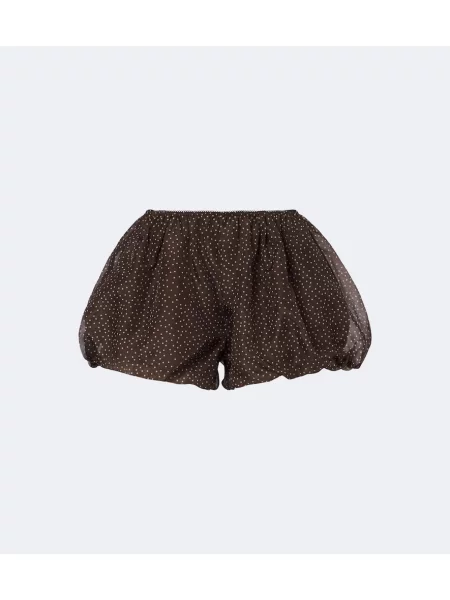Pantaloni scurți Sir de mătase cu buline maro