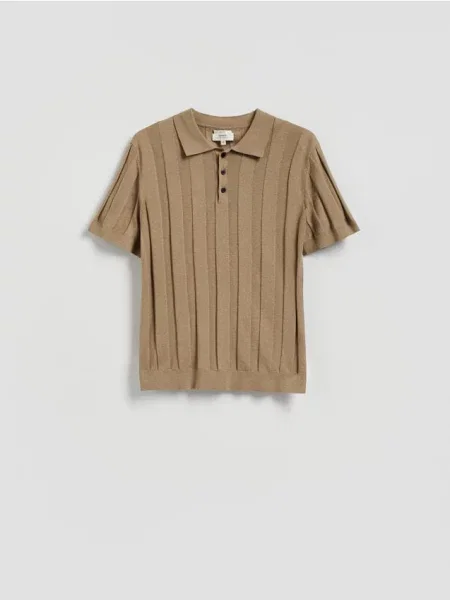 Reserved Tricou polo din in verde-oliv deschis verde