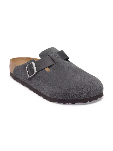Birkenstock šľapky mules pánske semišové Boston Mixed Leather sivá