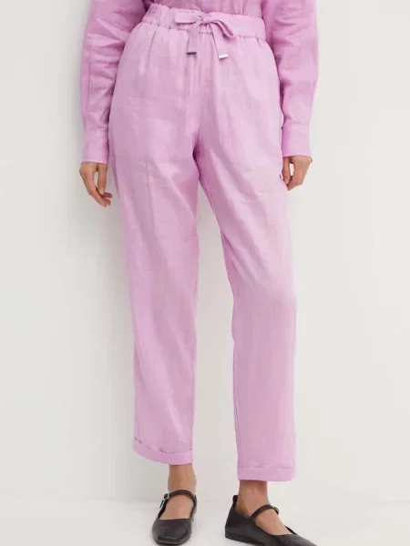 Bombažen spodnji del trenirke Boss Orange roza