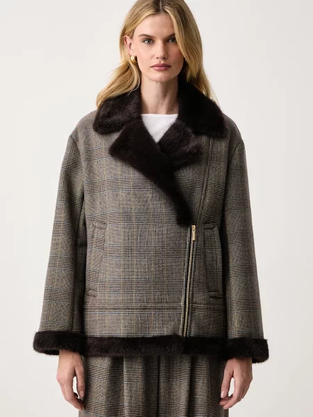 Armani Exchange jachetă pentru femei cu lână maro