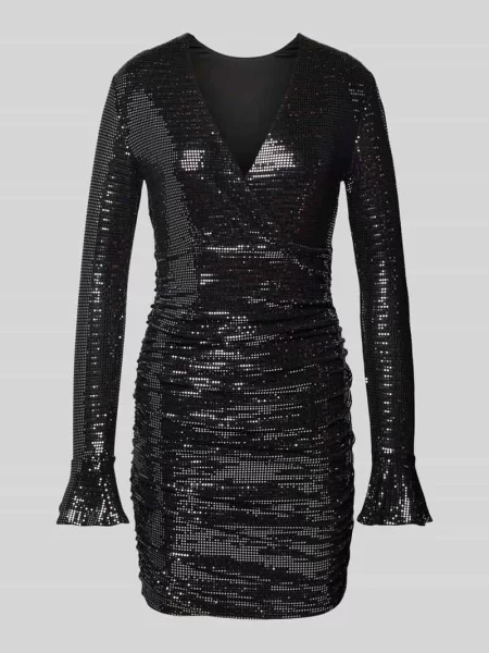 Sukienka mini z cekinowym obszyciem na całej powierzchni model ‘BRITNEY’ Guess czarna