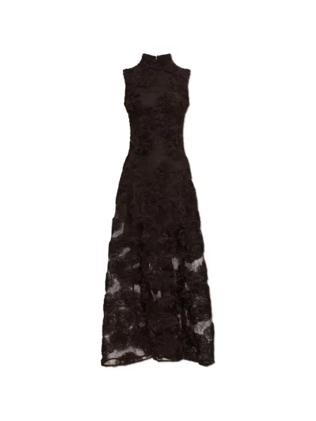 Rochie maxi Rotate Birger Christensen fără mâneci cu model floral maro