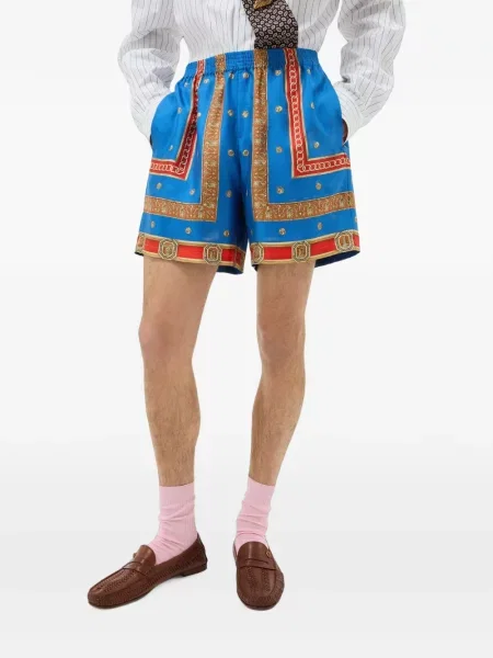 Pantaloni scurți Versace de mătase albastru