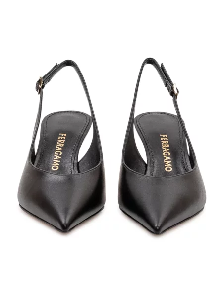 Czółenka Ferragamo skórzana z otwartą piętą czarna