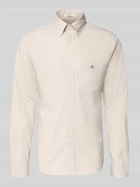 Koszula casualowa o kroju slim fit z wyhaftowanym logo Gant beżowa